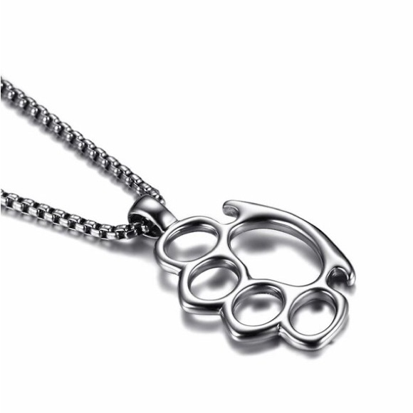 Mens Necklace,Stainless Steel Knuckles Pendant Necklace, Mens Jewelry - Picture 5 of 6